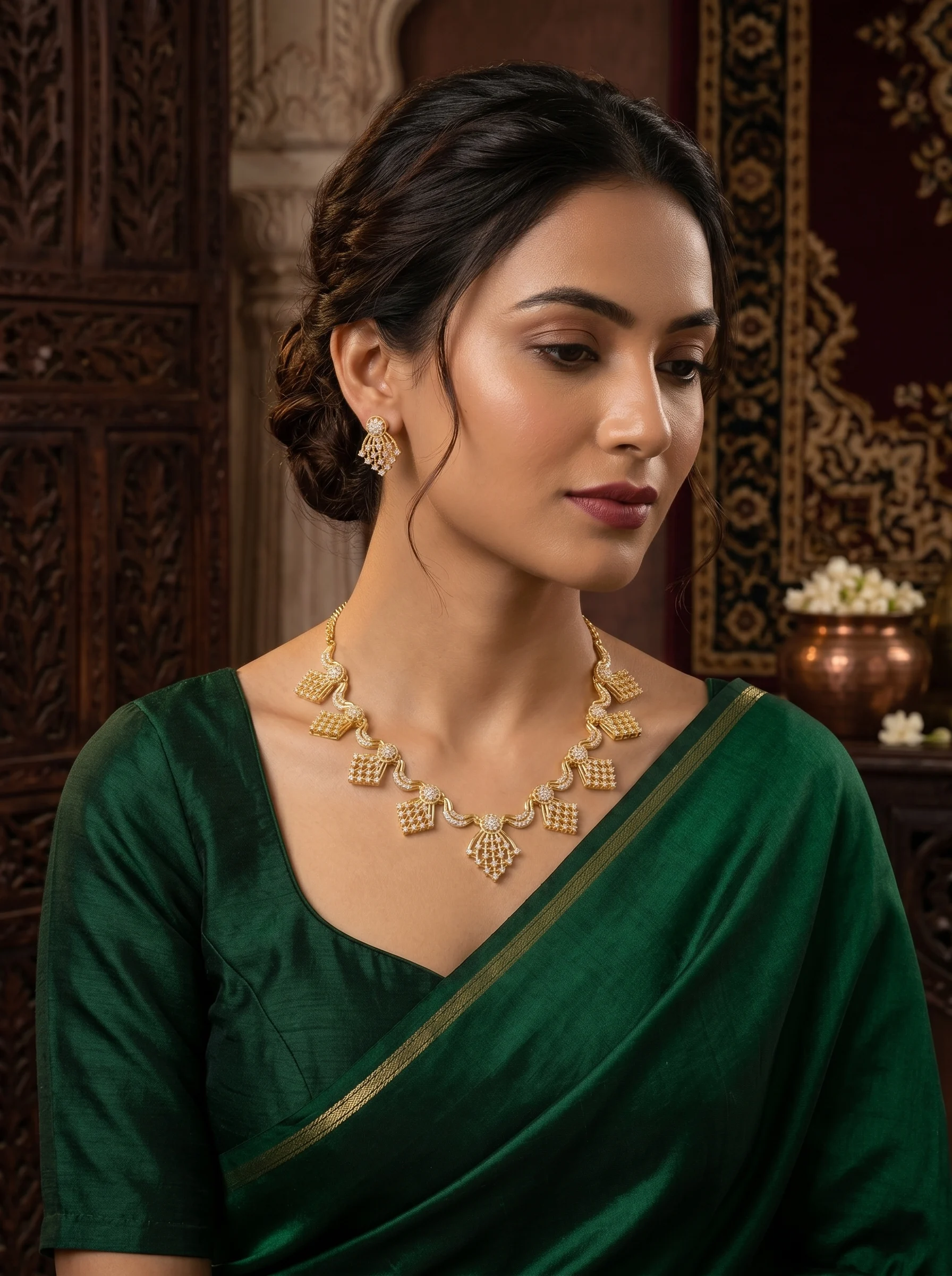 Leaf CZ Necklace Set - Image 7