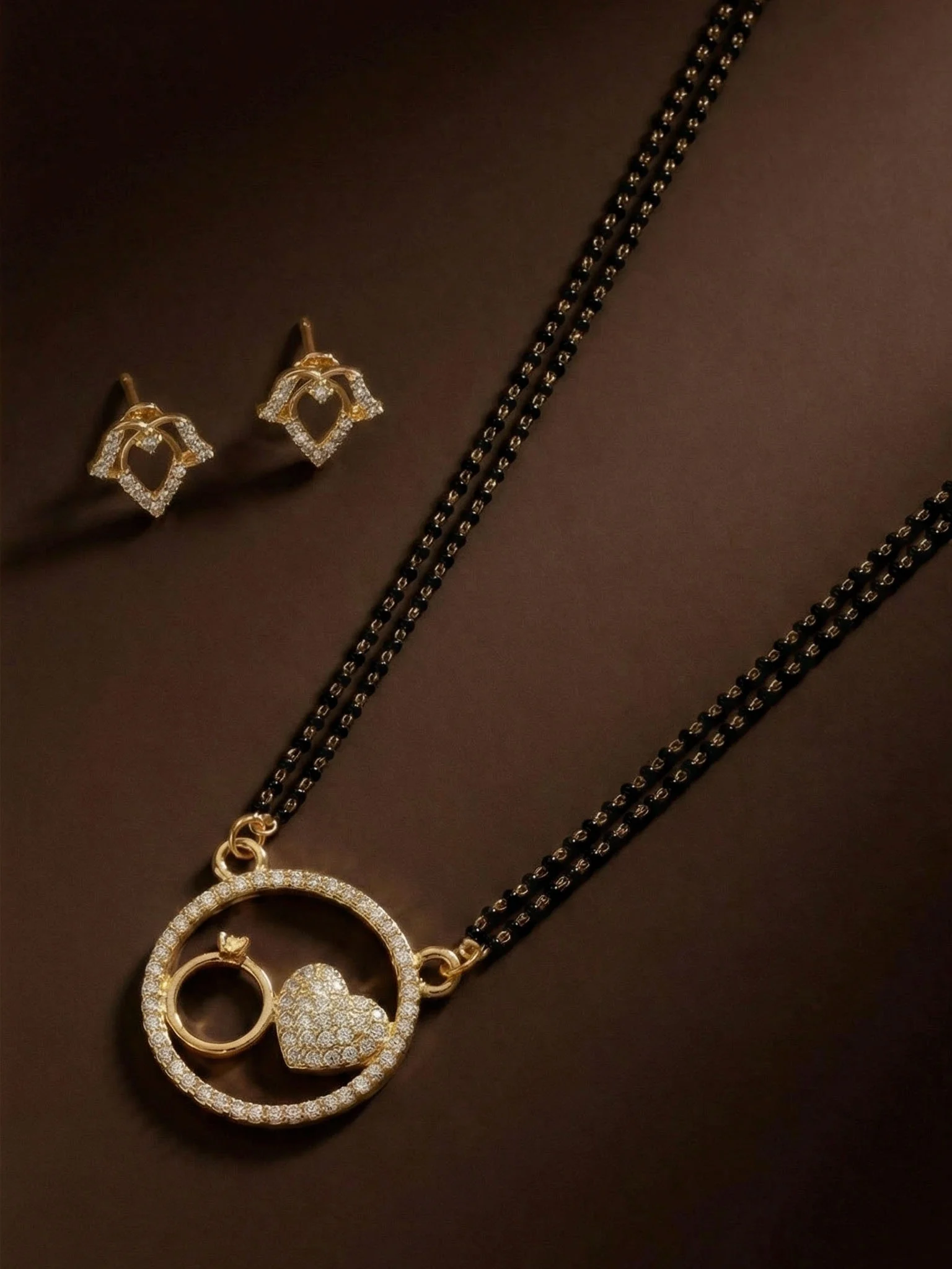 Classic Gold Mangalsutra with Earrings