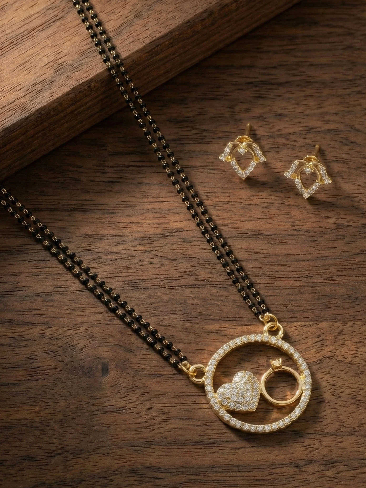 Classic Gold Mangalsutra with Earrings - Image 2