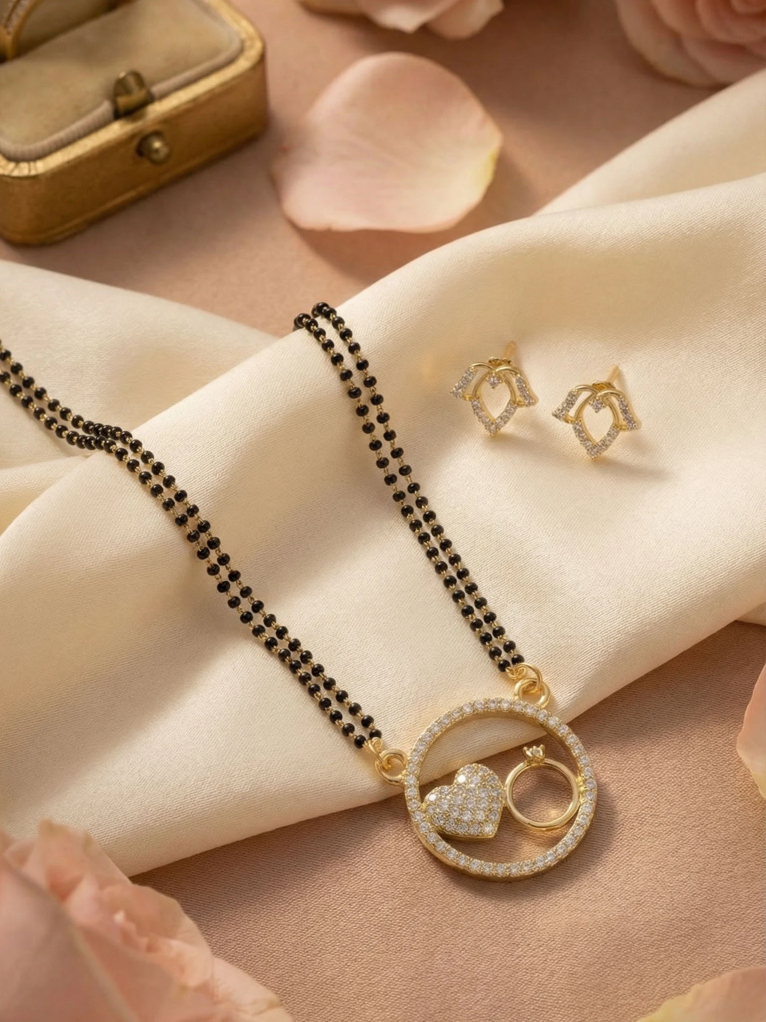 Classic Gold Mangalsutra with Earrings - Image 5