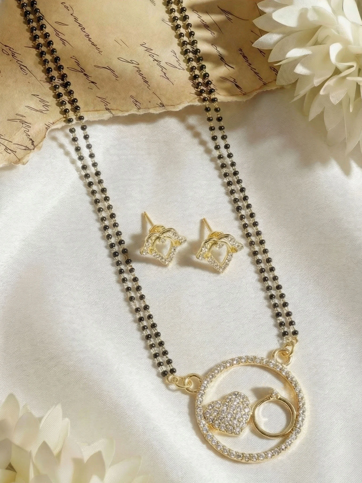 Classic Gold Mangalsutra with Earrings - Image 6