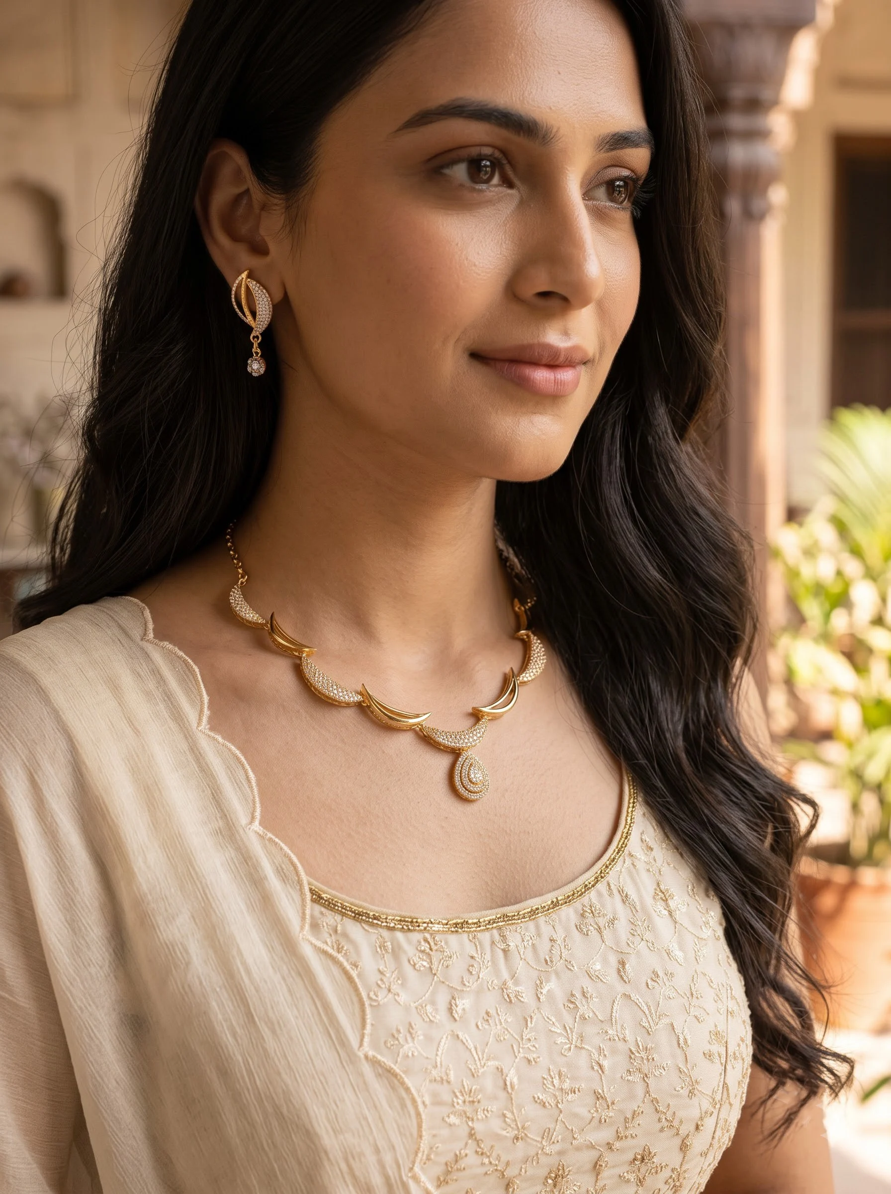 Modern Gold Necklace Set - Image 6
