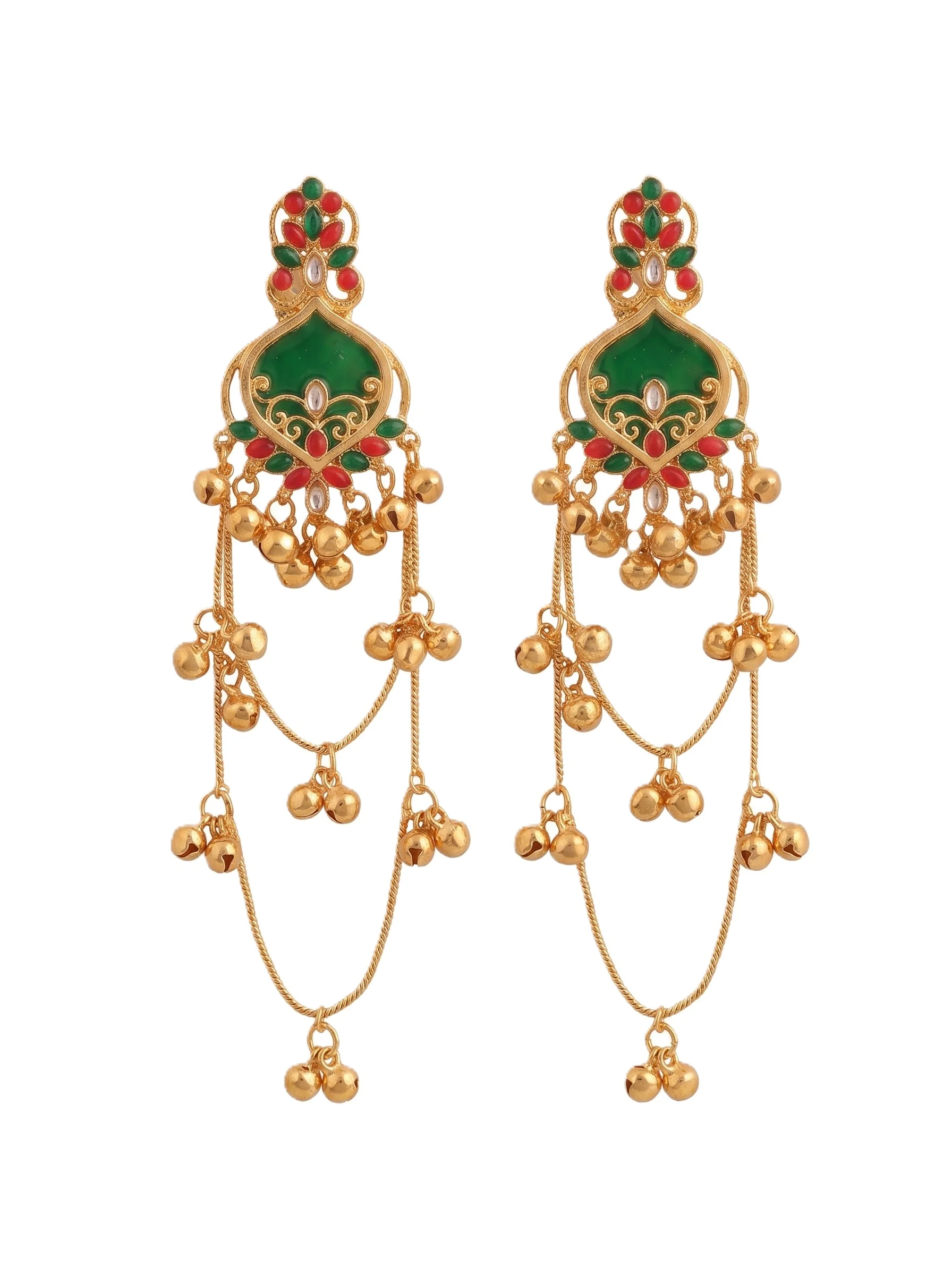 Traditional Meenakari Long Earrings - Image 6