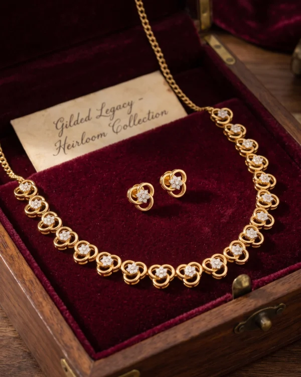 Floral CZ Necklace Set
