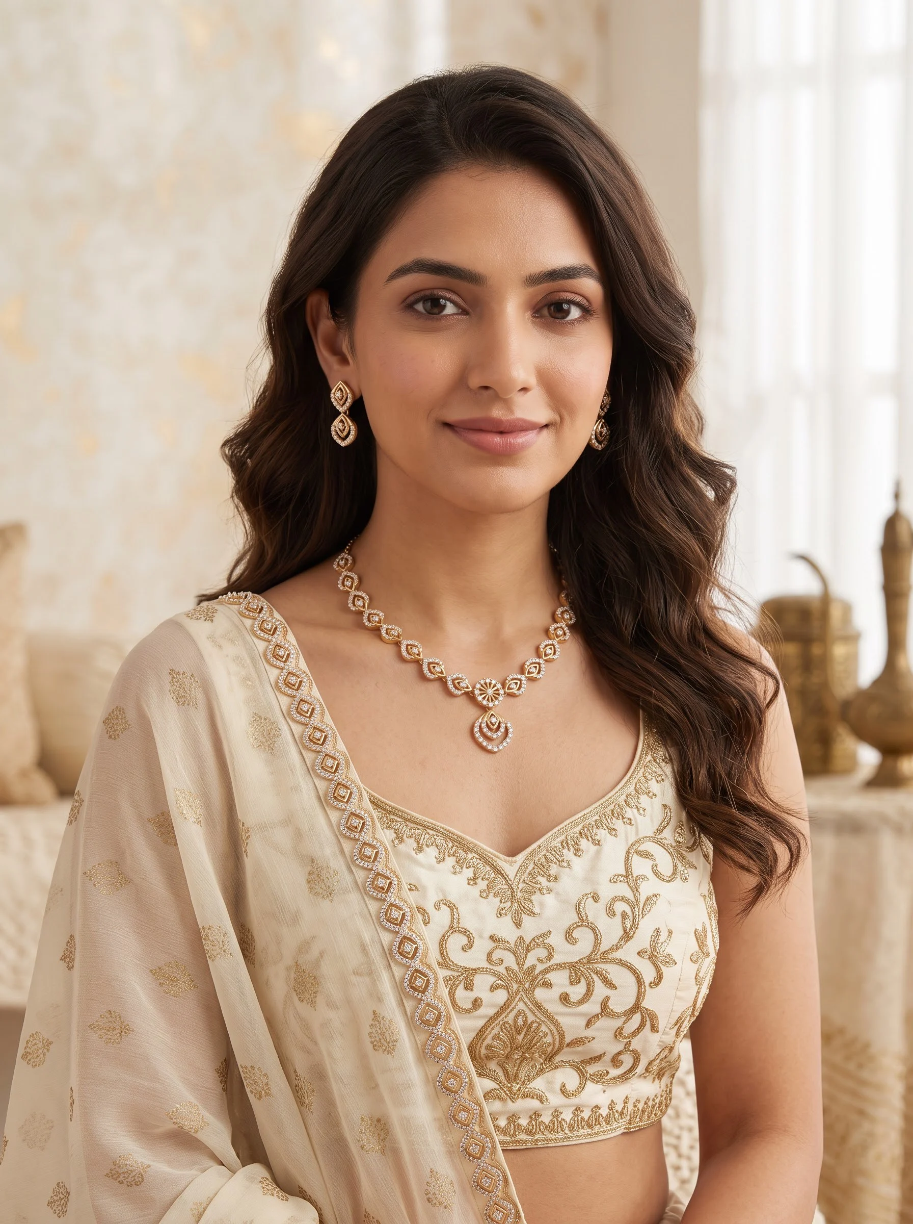 Gold Plated Leaf Link Jewellery Set - Image 5