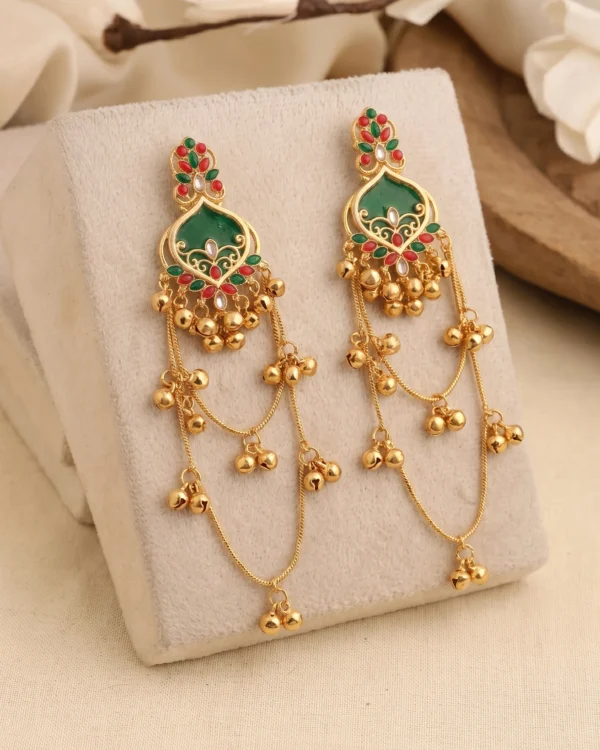 Traditional Meenakari Long Earrings