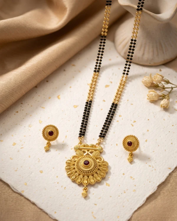 Antique Floral Gold Mangalsutra Set