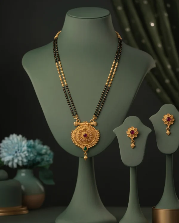 Royal Floral Gold-Plated Mangalsutra Set