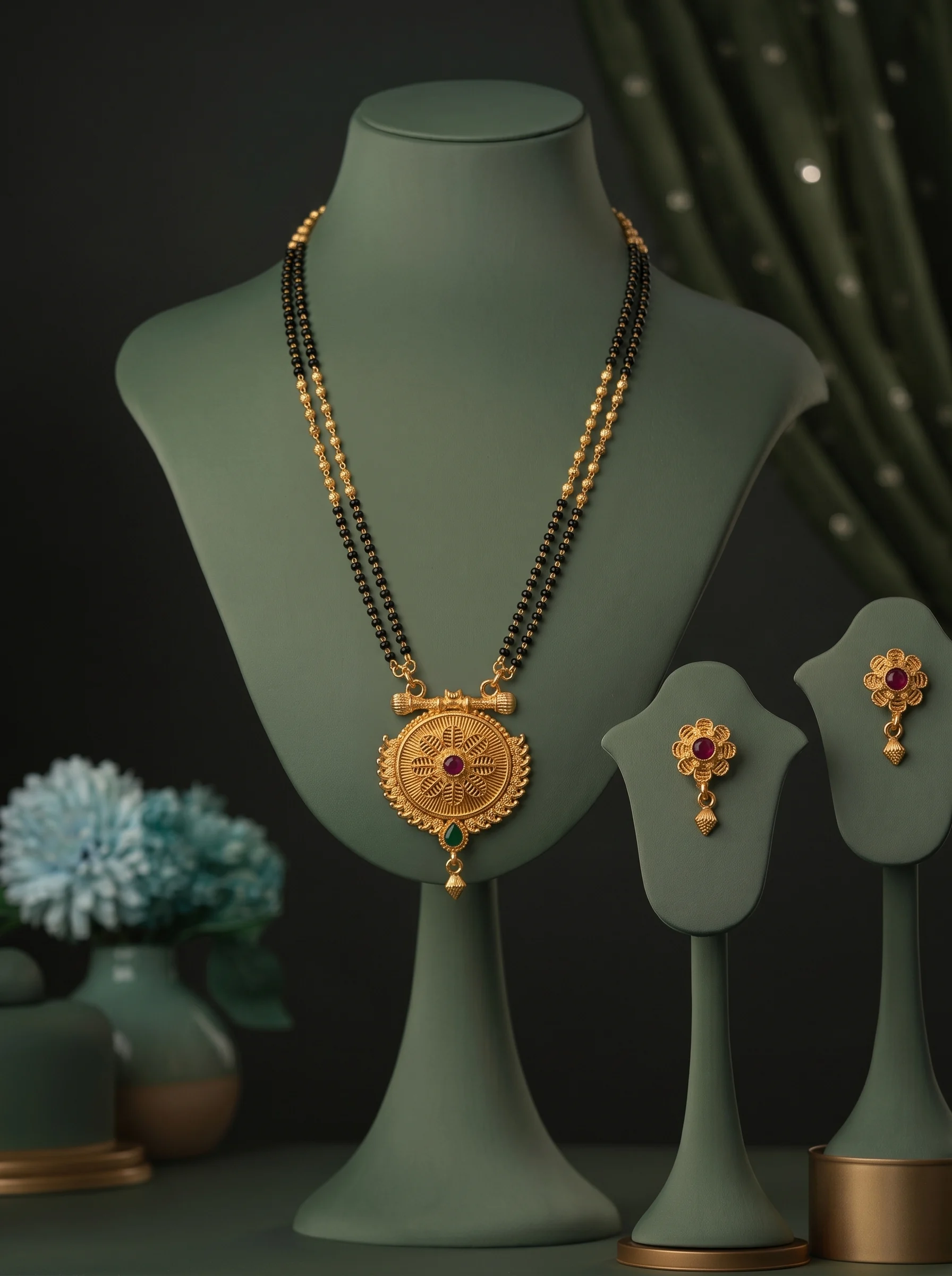 Royal Floral Gold-Plated Mangalsutra Set