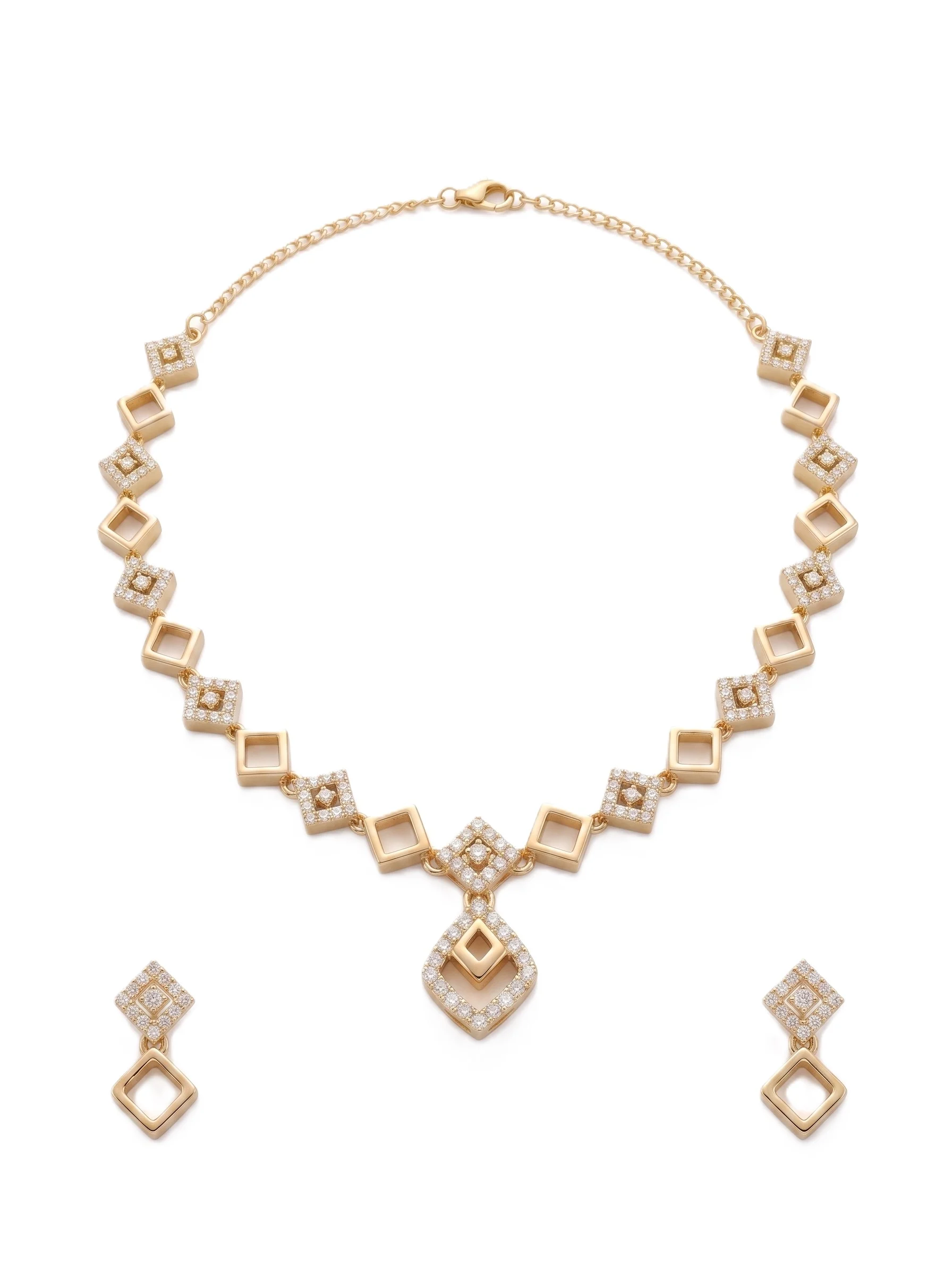 Geometric CZ Necklace Set - Image 5