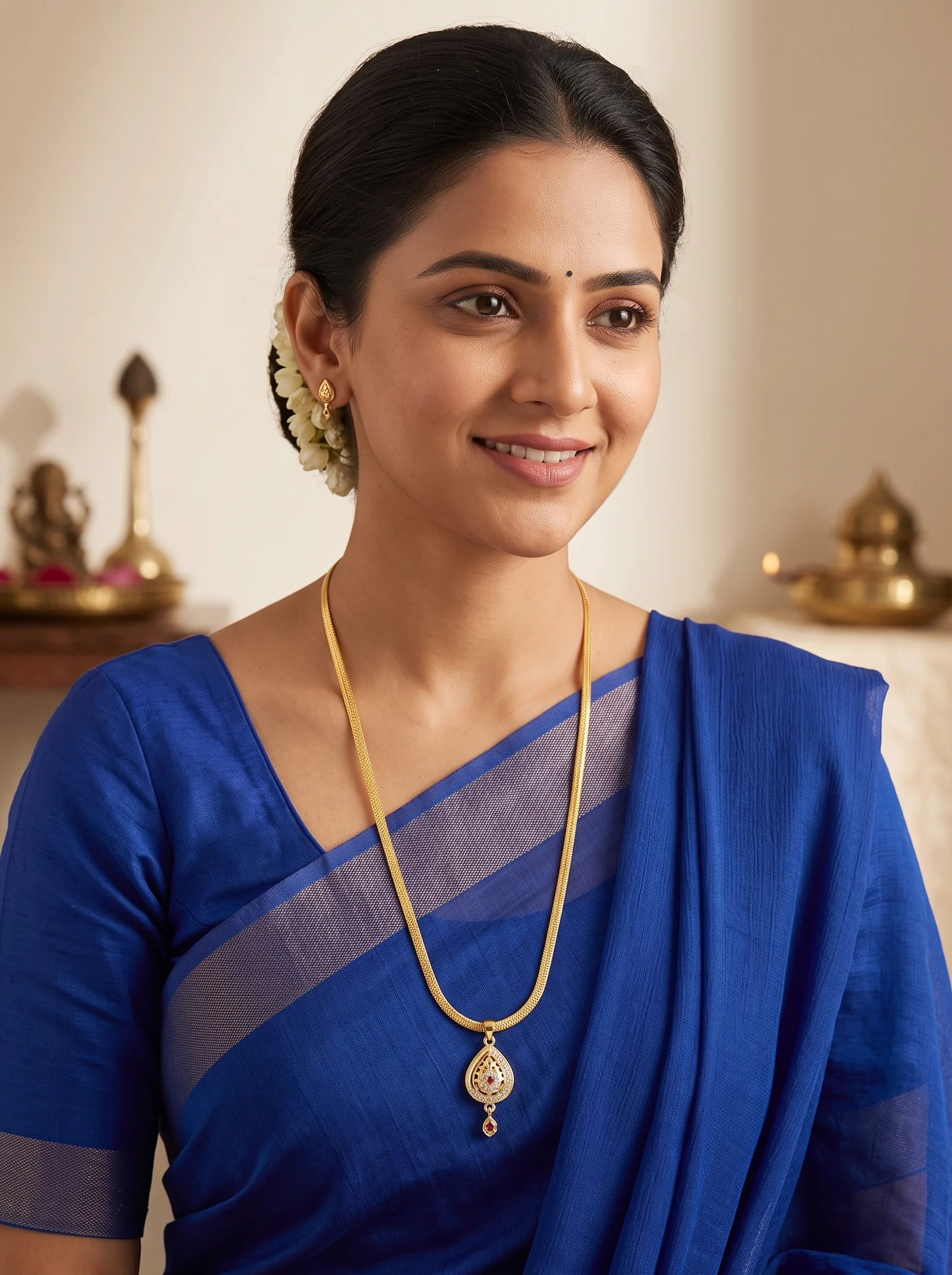 Gold Finish Teardrop Pendant Chain - Image 4