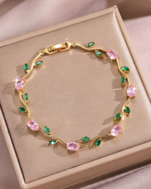 Pink Emerald Vine Bracelet