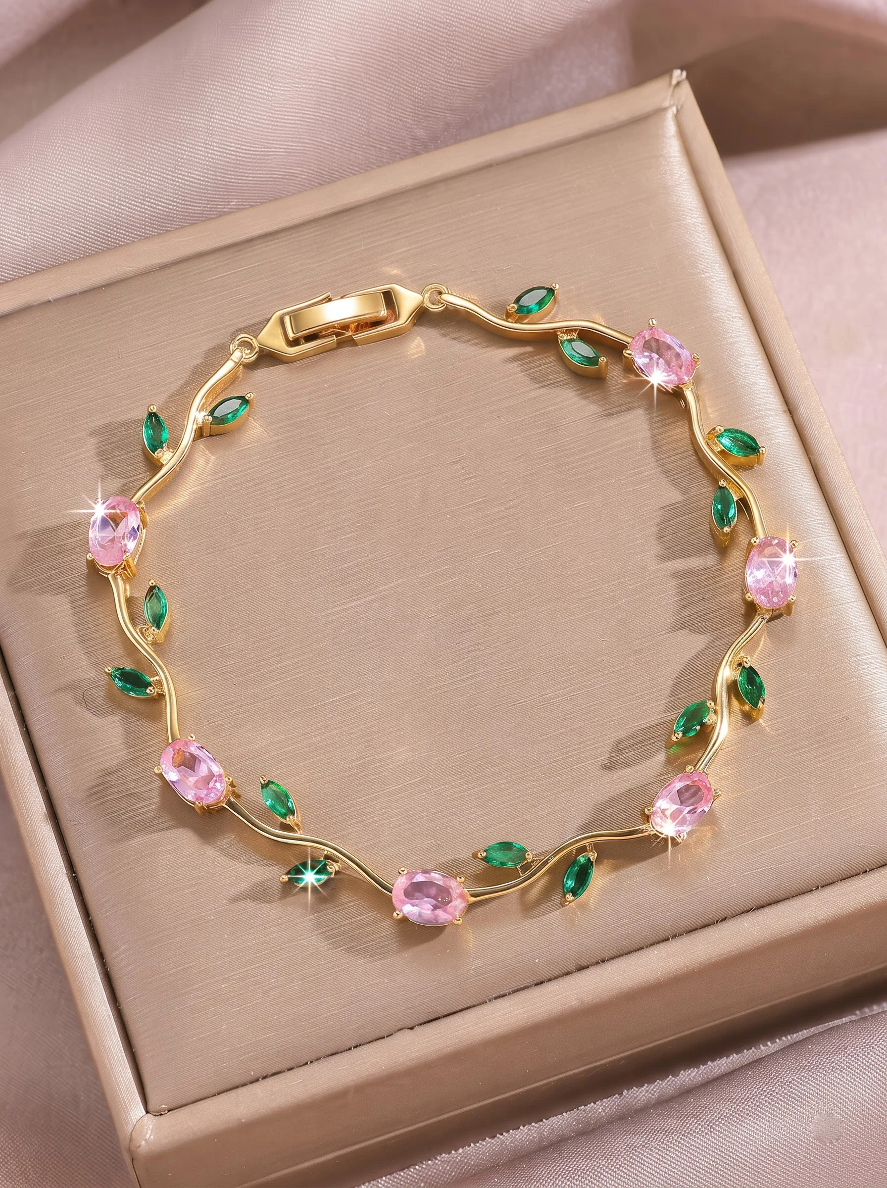 Pink Emerald Vine Bracelet