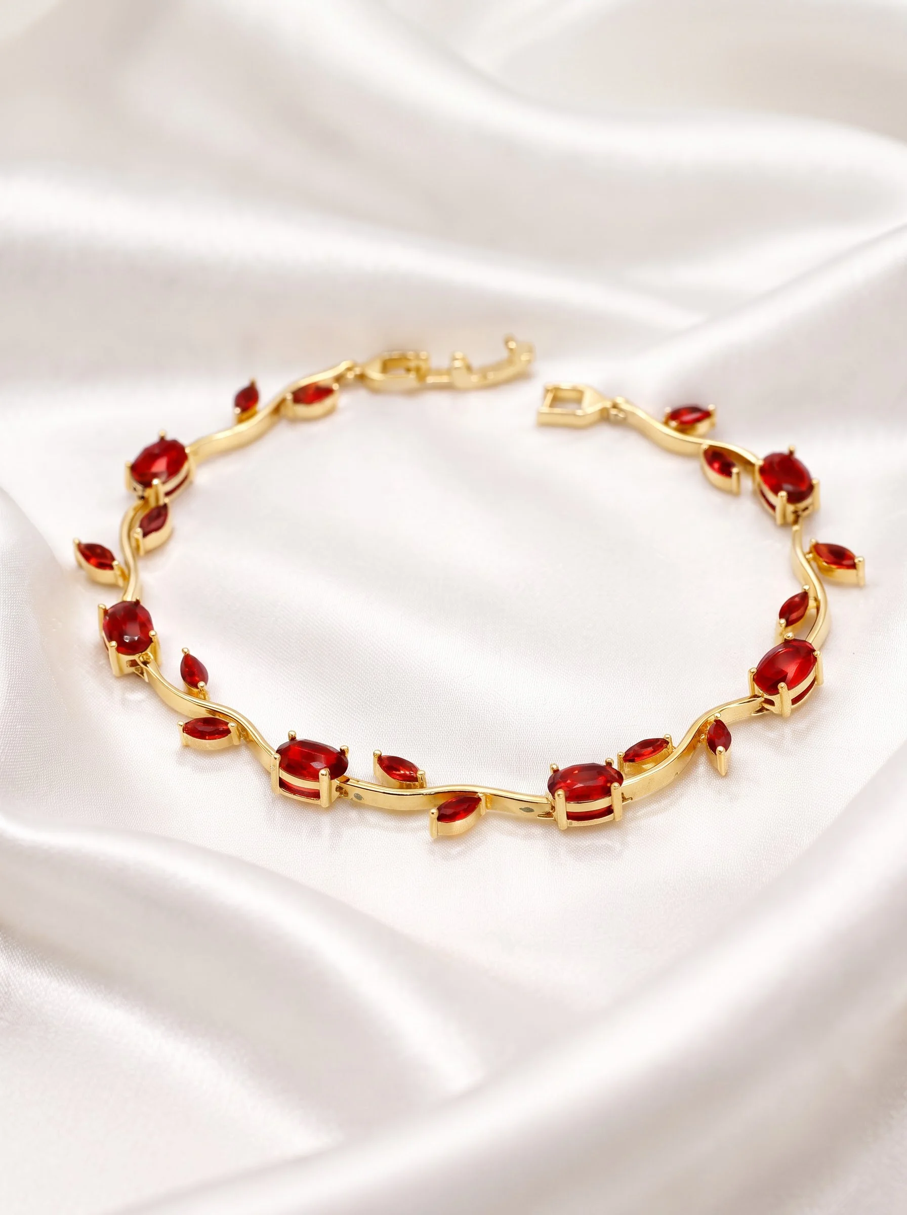 Ruby Red Floral Vine Bracelet - Image 6