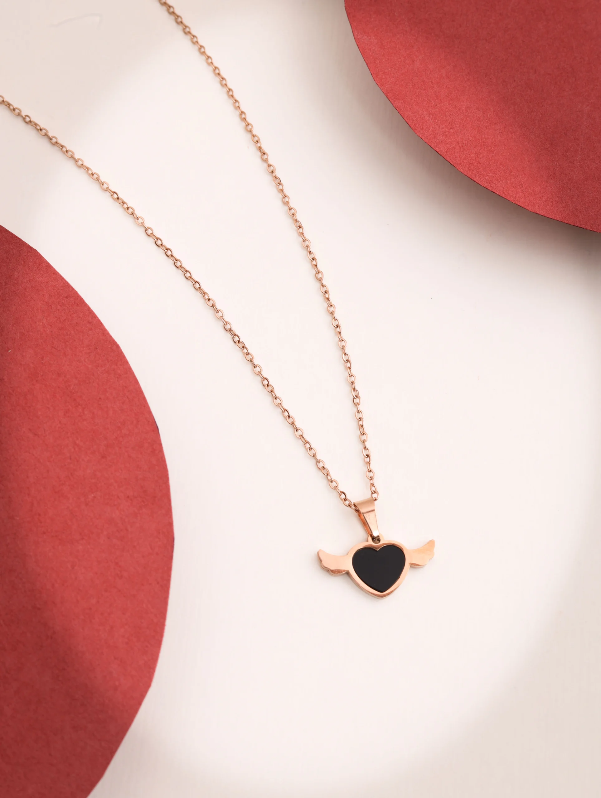 Rose Gold Heart Chain Pendant - Image 2