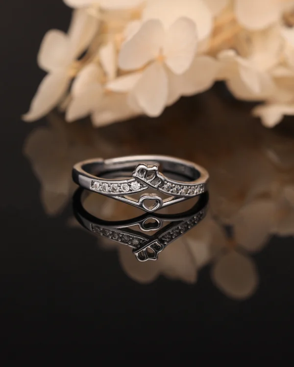 Silver Leaf Crystal Ring