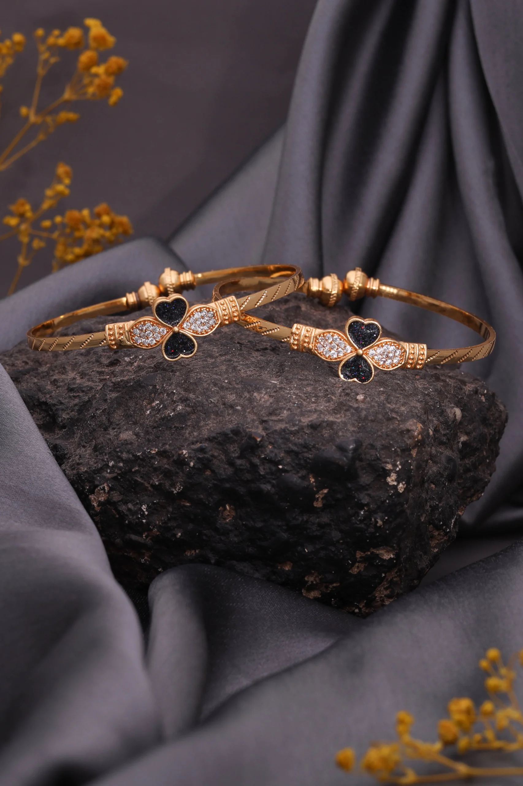 Golden Black Butterfly Bangle Pair - Image 5