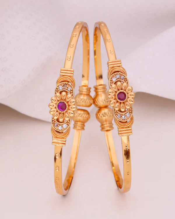 Golden Ruby Royal Bloom Bangle Pair