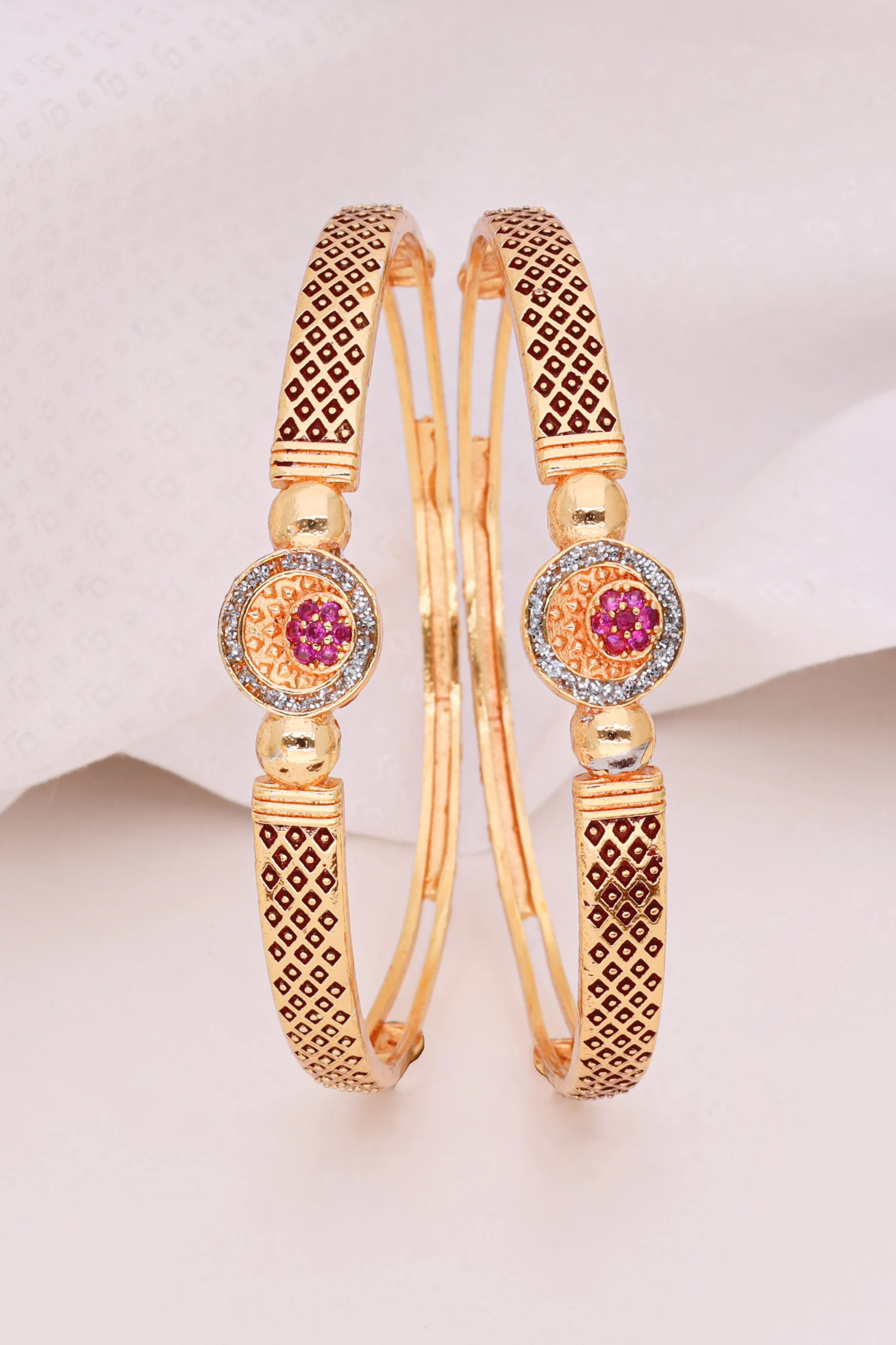 Golden Ruby Medallion Bangle Pair - Image 5