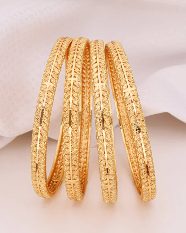Golden Textured Classic Bangle Set