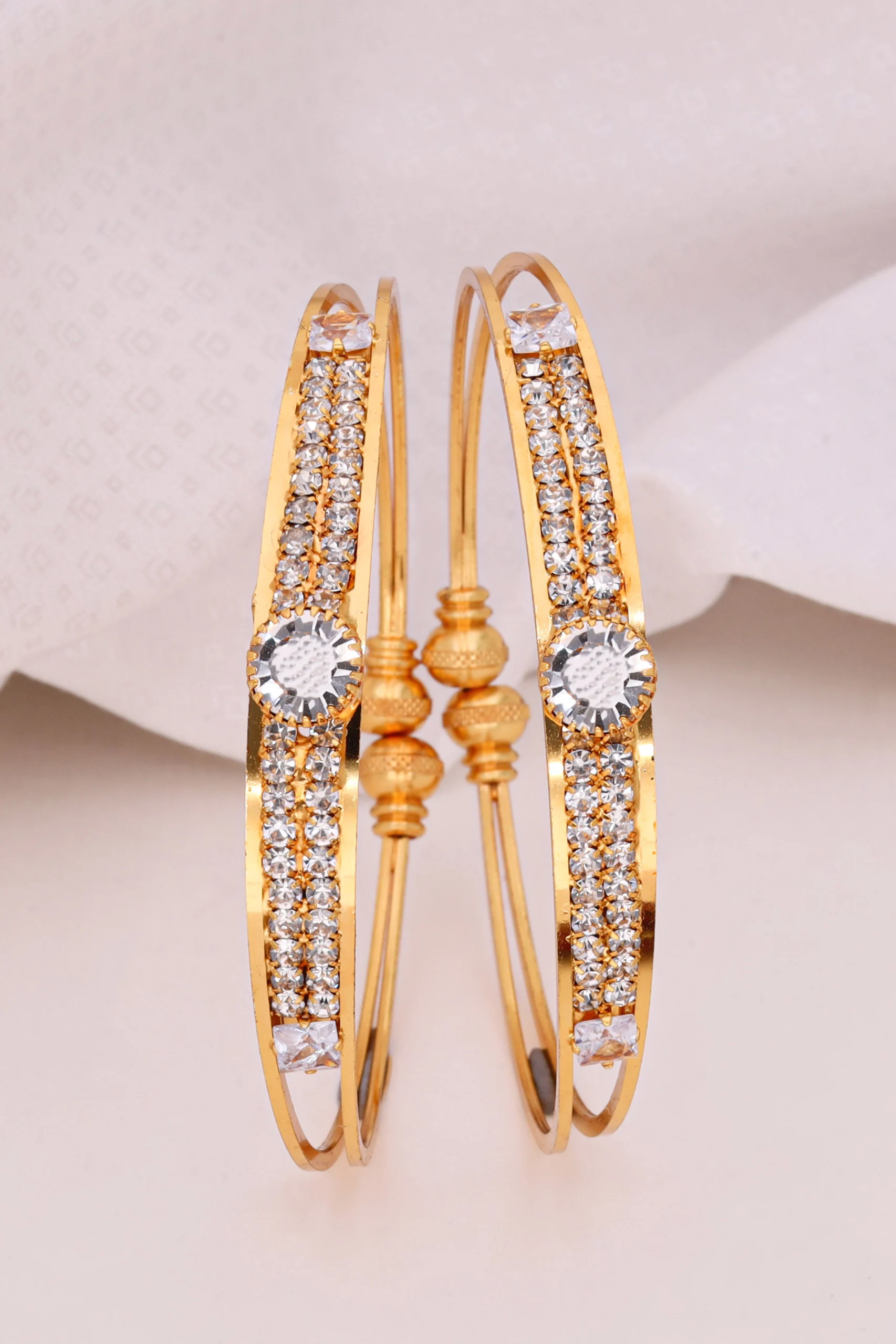 Golden Crystal Elegance Bangle Pair - Image 5