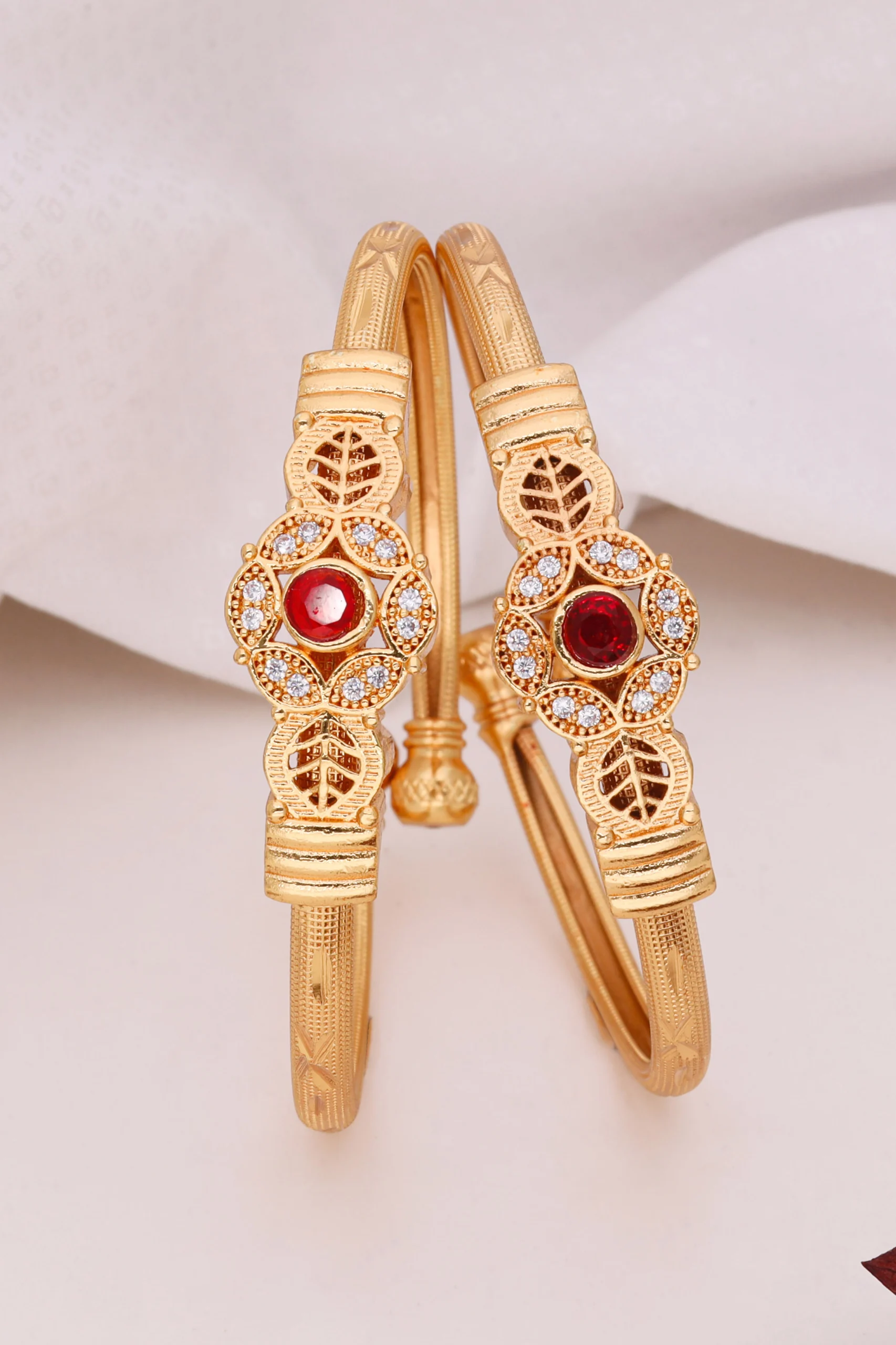 Golden Ruby Halo Heritage Bangles - Image 4