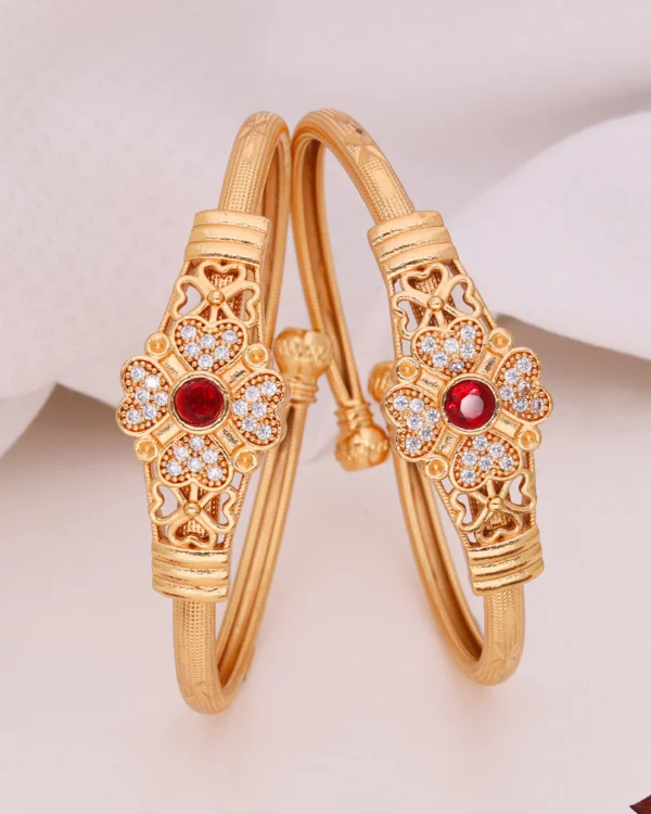 Golden Ruby Floral Royal Bangles