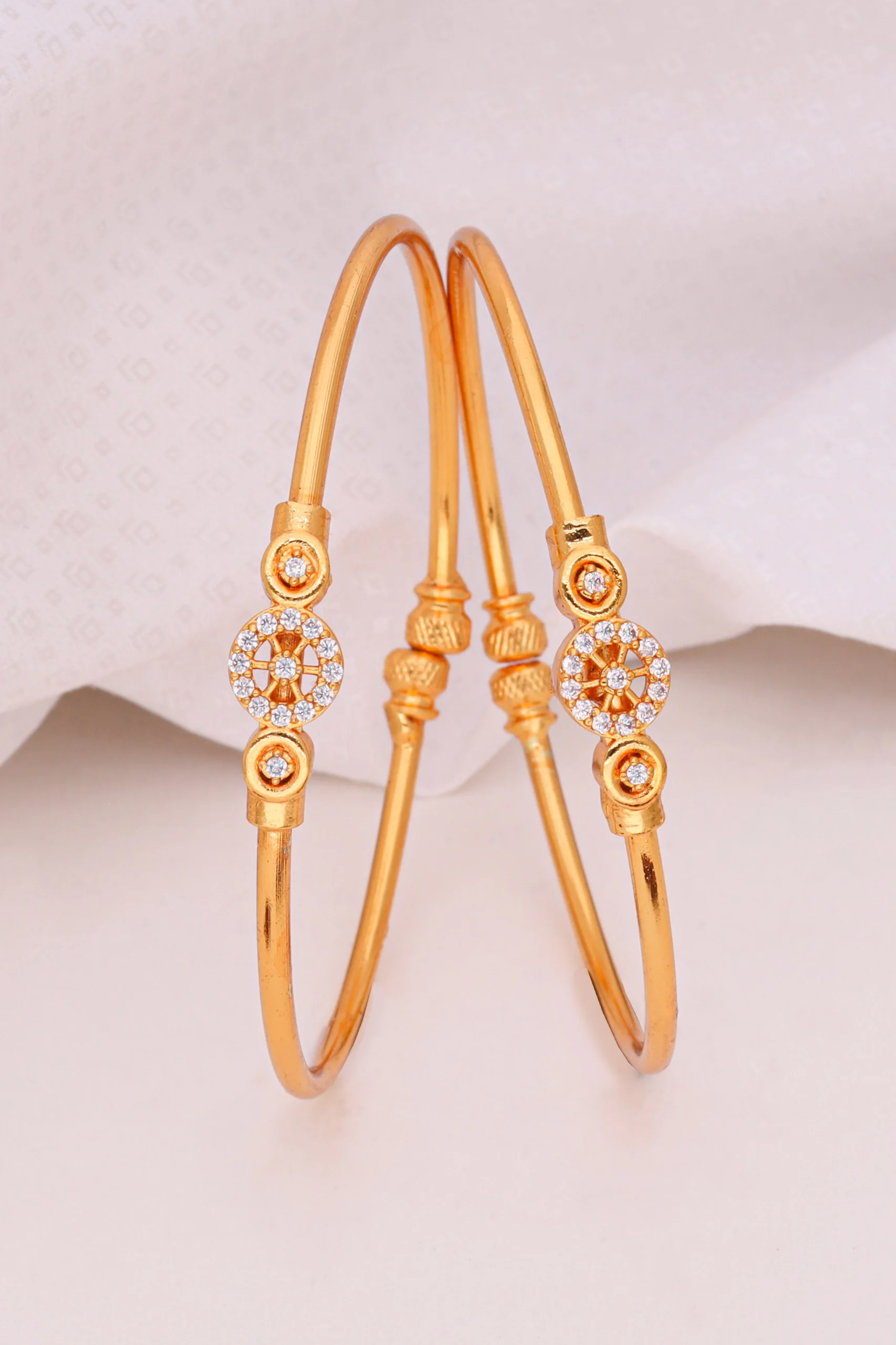 Golden Crystal Flower Charm Bangles - Image 5