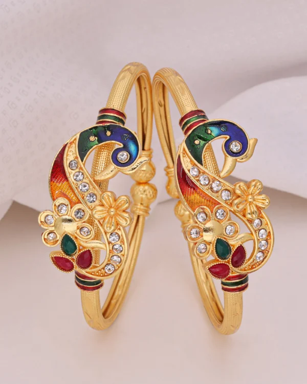 Golden Multicolor Peacock Heritage Bangles