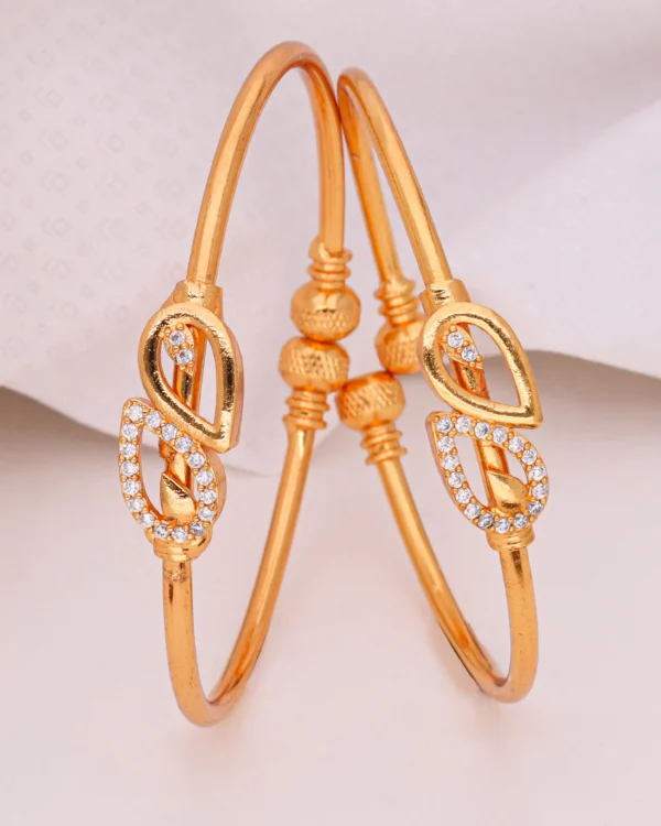 Golden Crystal Leaf Charm Bangles