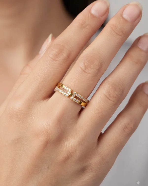 Crystal Bar Gold Ring