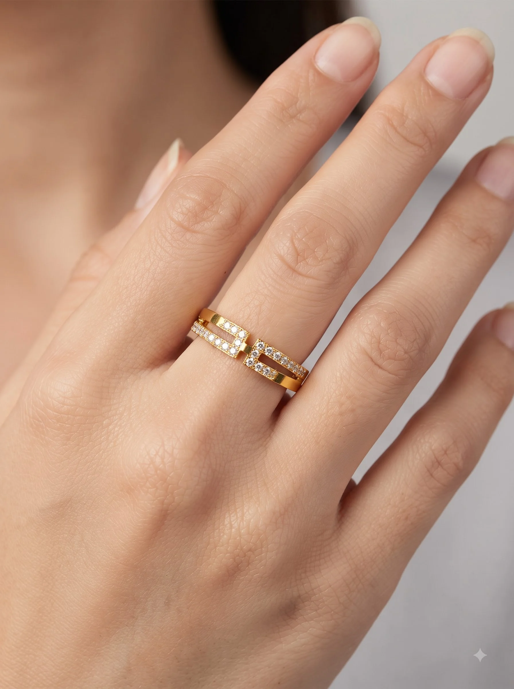 Crystal Bar Gold Ring