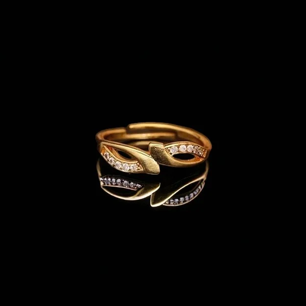 Crystal Leaf Wrap Gold Ring - Image 2