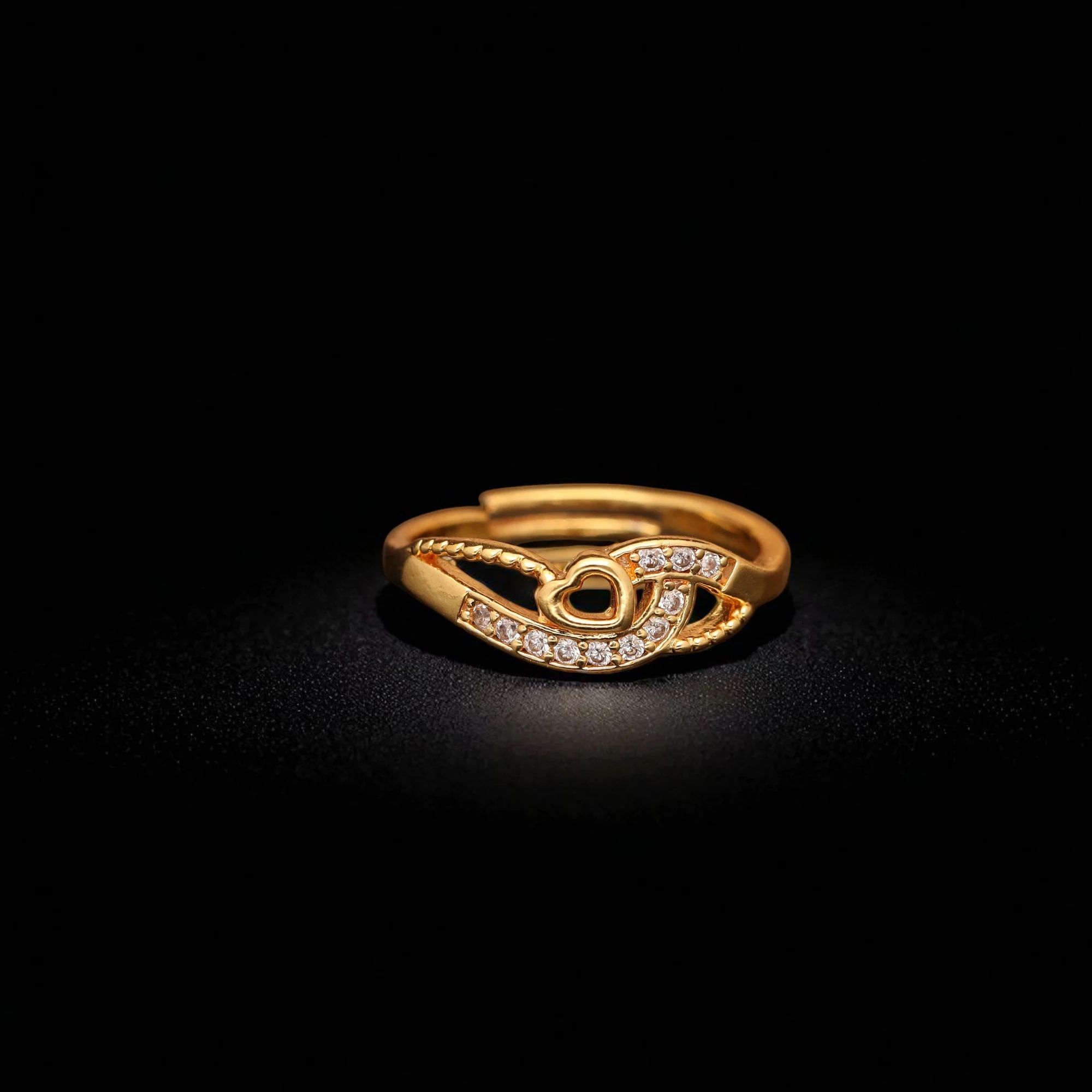 Crystal Swirl Gold Ring