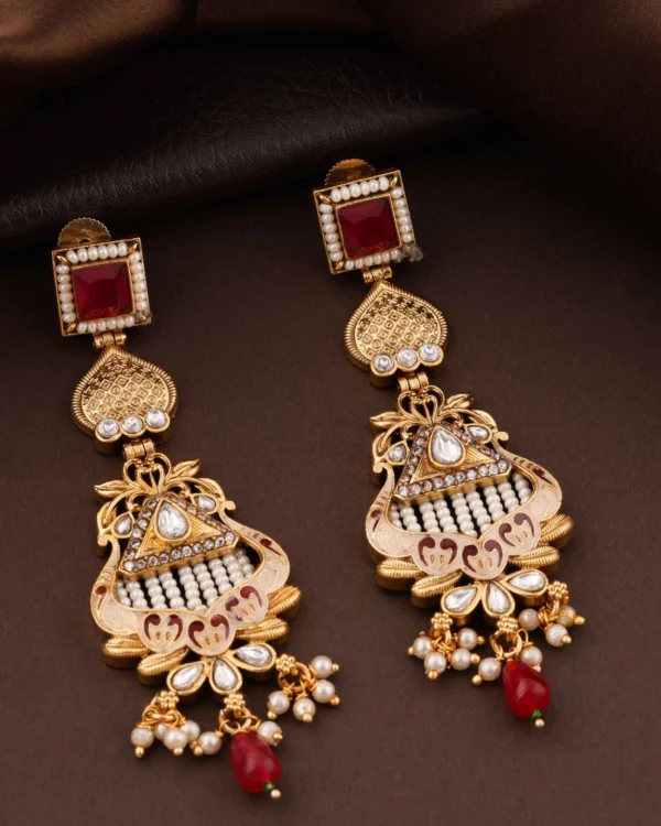 Festive Kundan Pearl Earrings