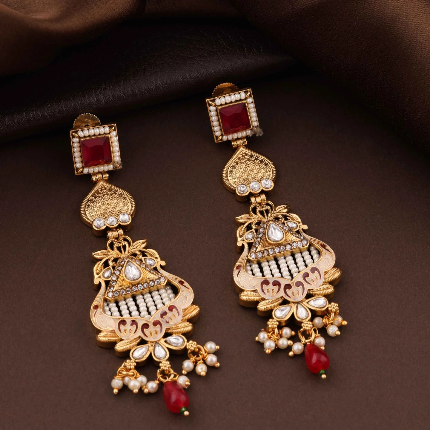 Festive Kundan Pearl Earrings