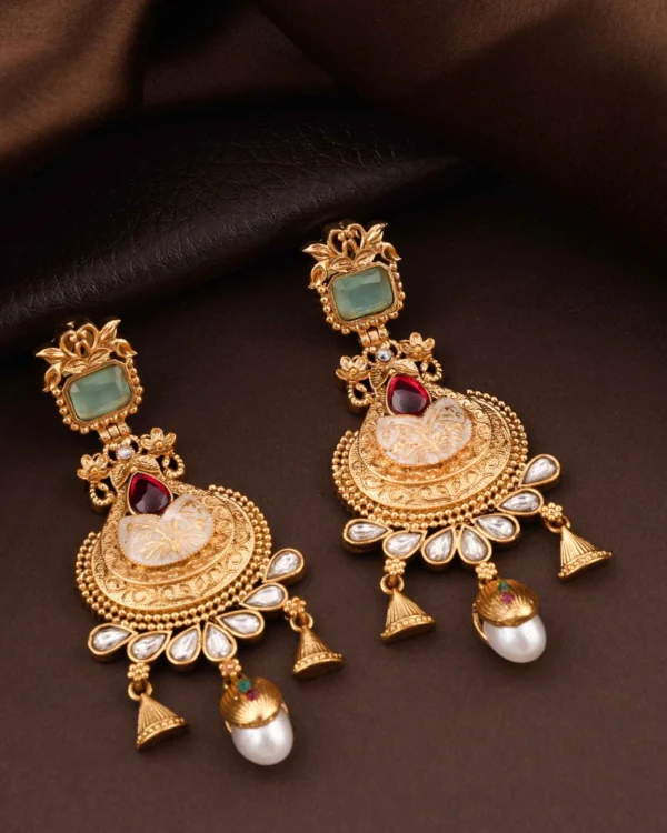 Antique Gold Chandbali Earrings
