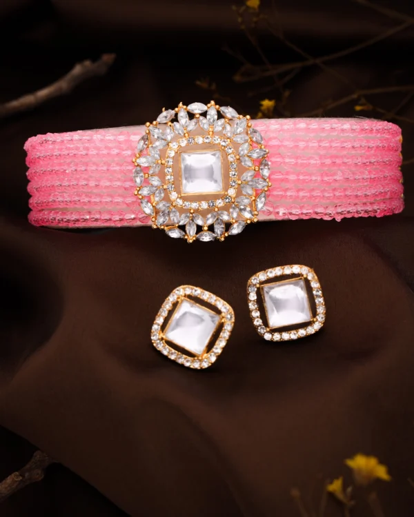 Pink Kundan Choker Set