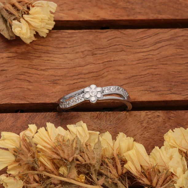 Silver Floral Band Ring - Image 5