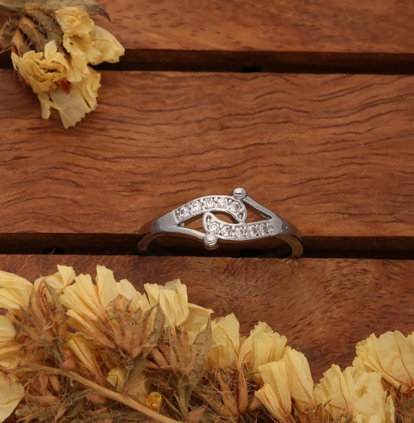 Silver Wave Crystal Ring