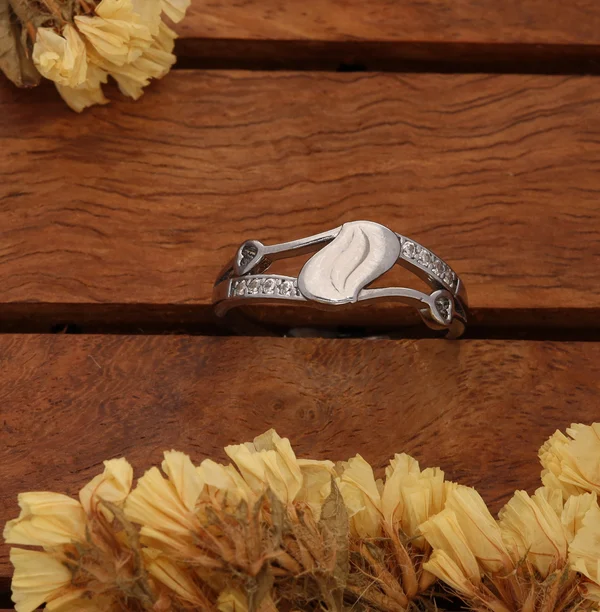 Silver Wave Leaf Ring