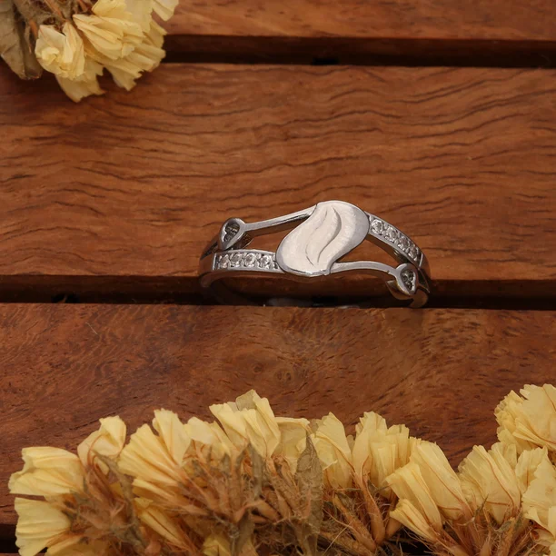 Silver Wave Leaf Ring