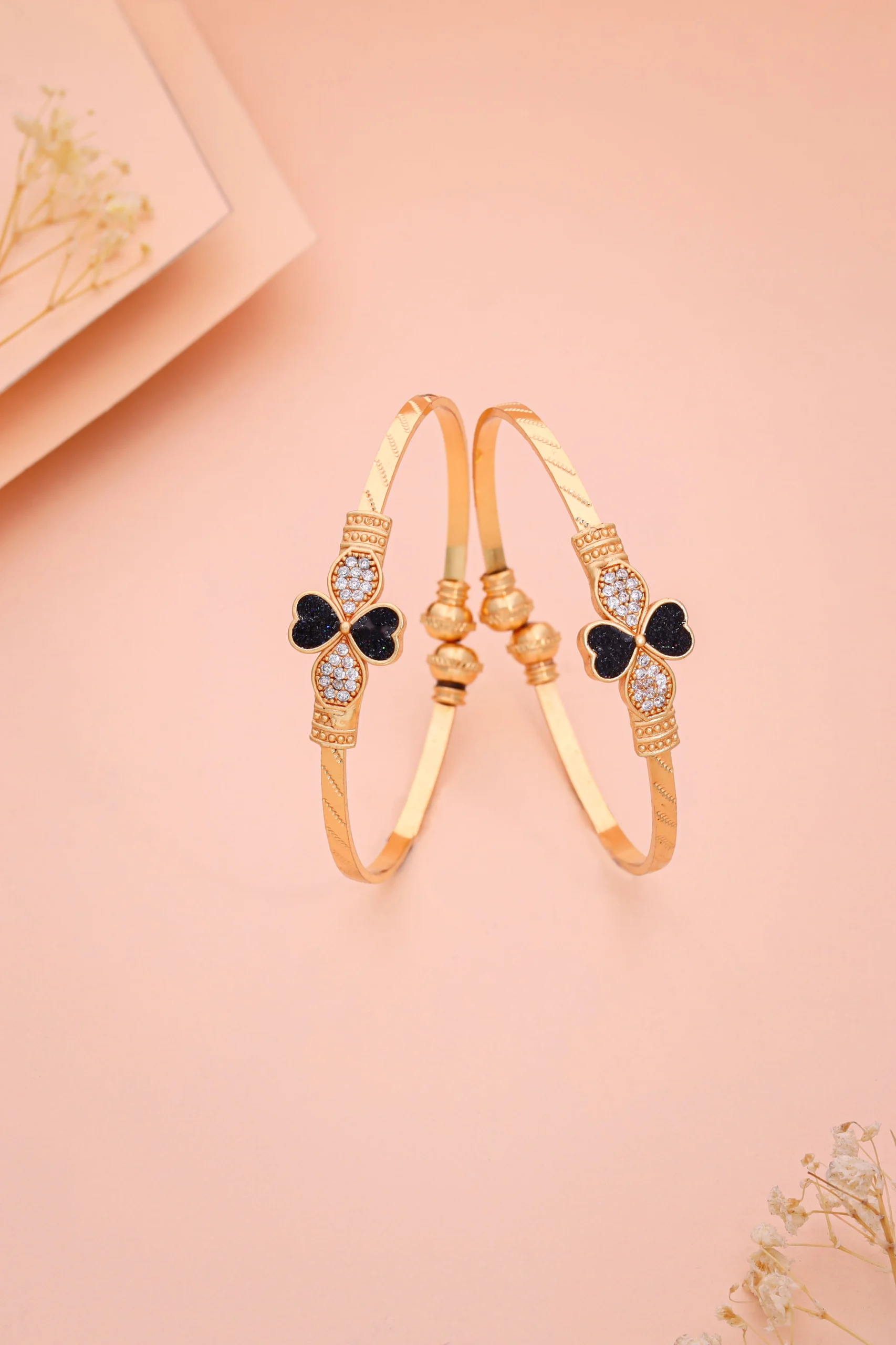Golden Black Butterfly Bangle Pair - Image 4