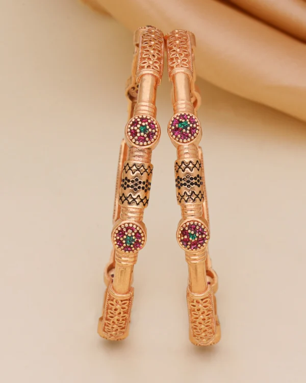 Golden Multicolor Heritage Bangle Pair