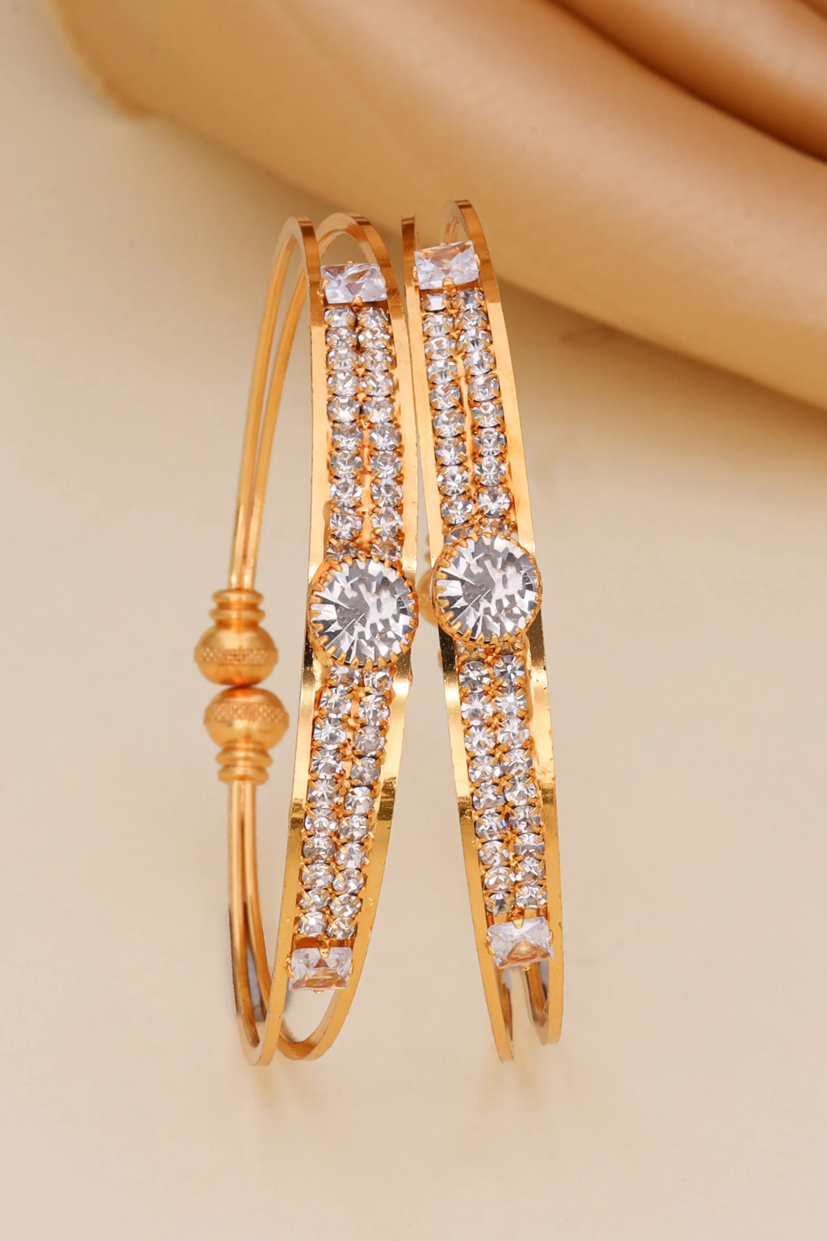 Golden Crystal Elegance Bangle Pair - Image 4