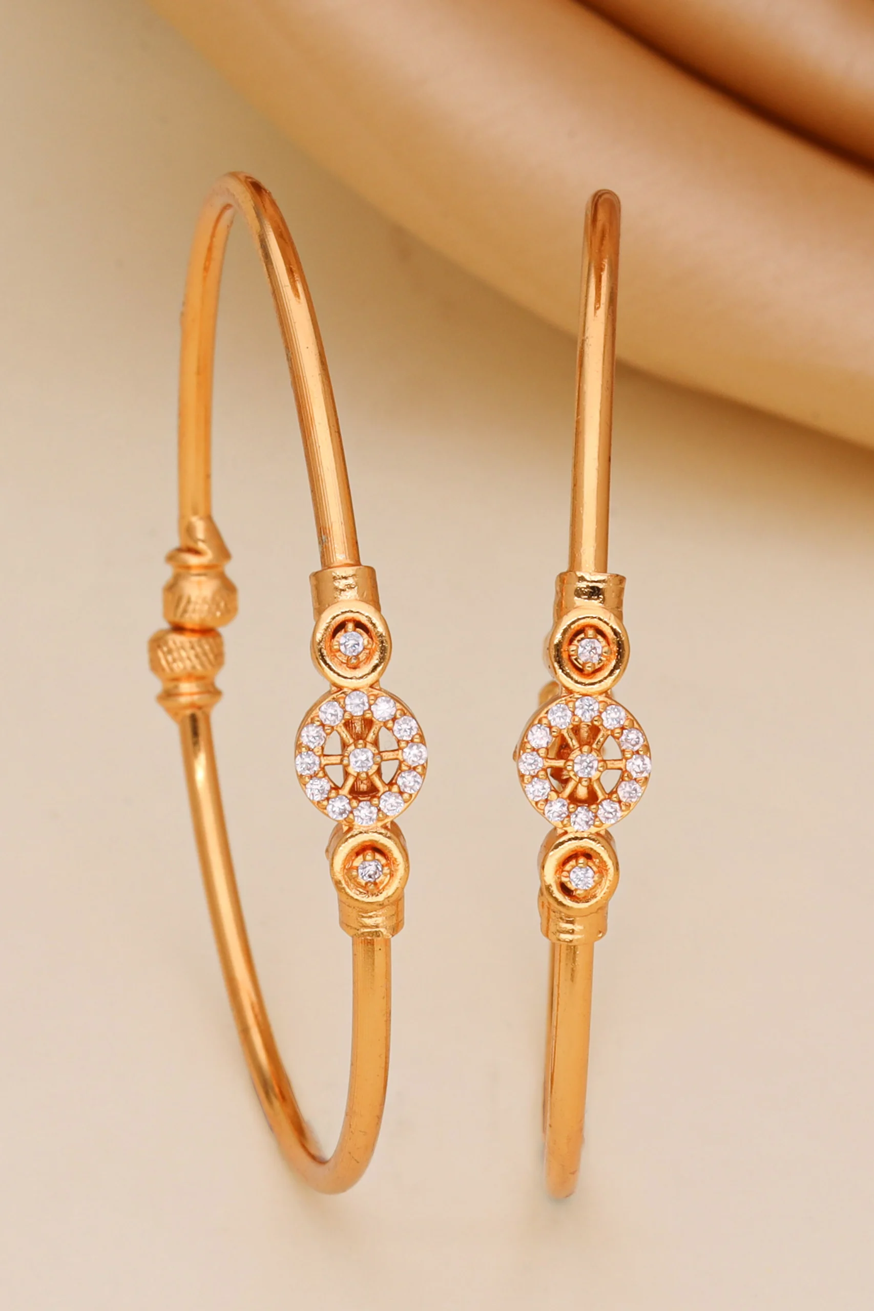Golden Crystal Flower Charm Bangles - Image 4