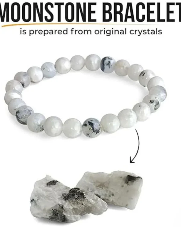 Natural Moonstone Gemstone Beaded Bracelet