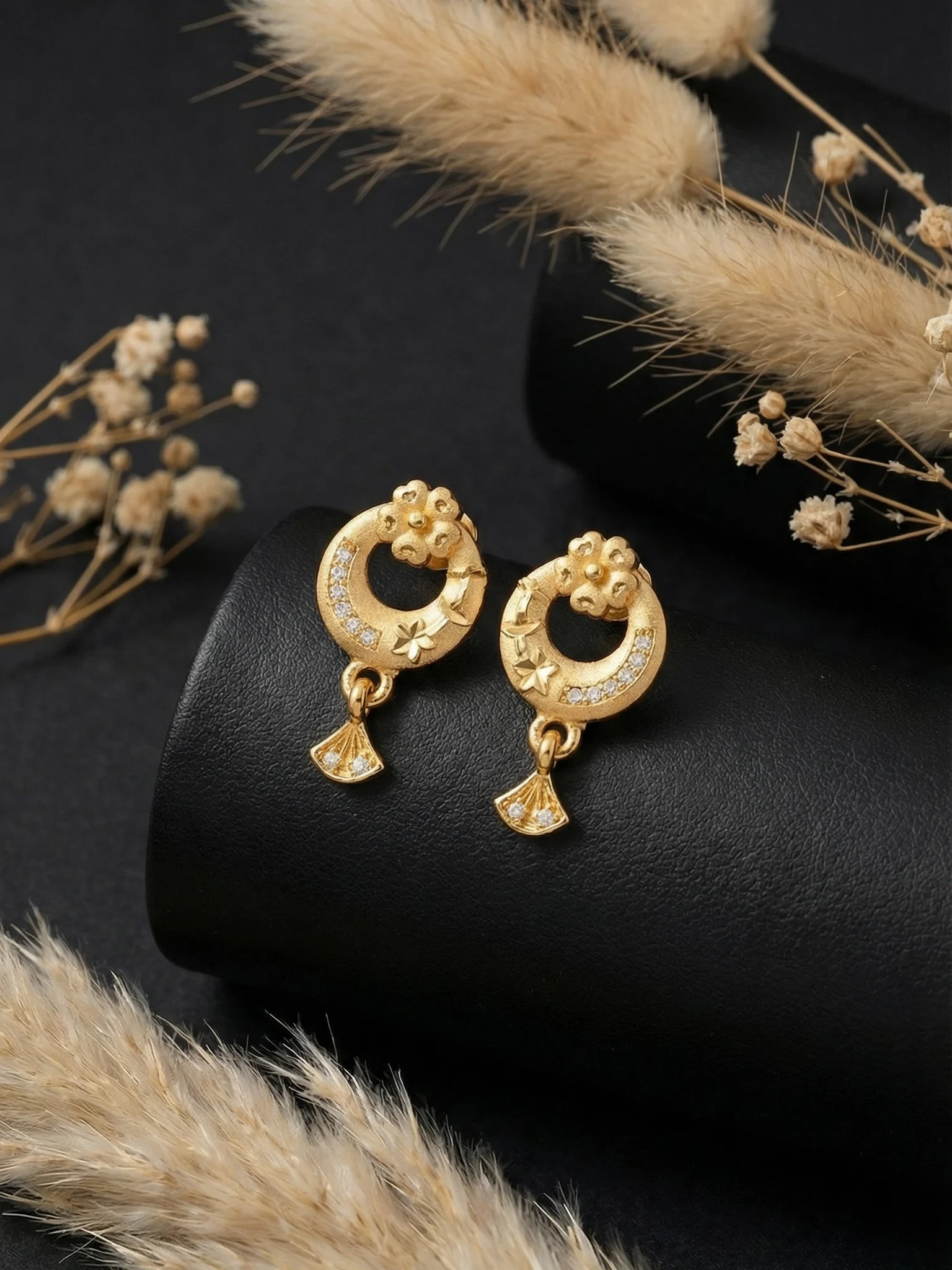 Golden Drop Stud Earrings
