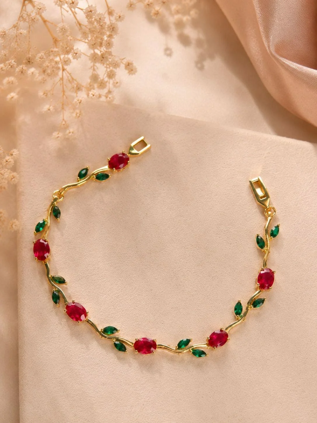 Ruby Emerald Vine Bracelet - Image 6