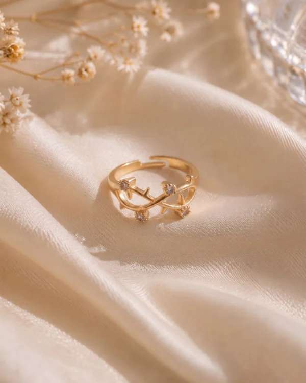 Love Script Gold Ring